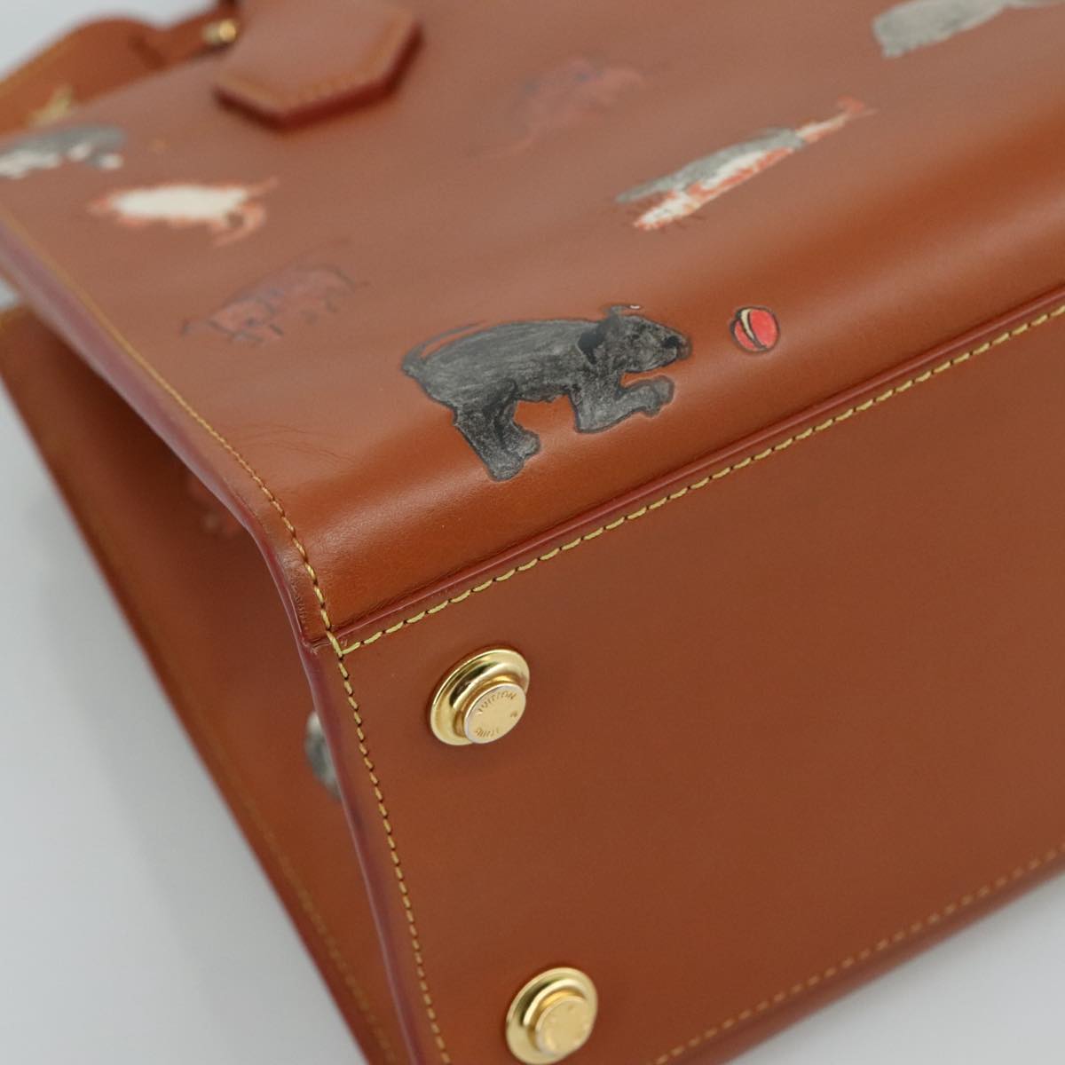 LOUIS VUITTON Catgram City Steamer MM Bag Leather 2way Brown M52969 104191S