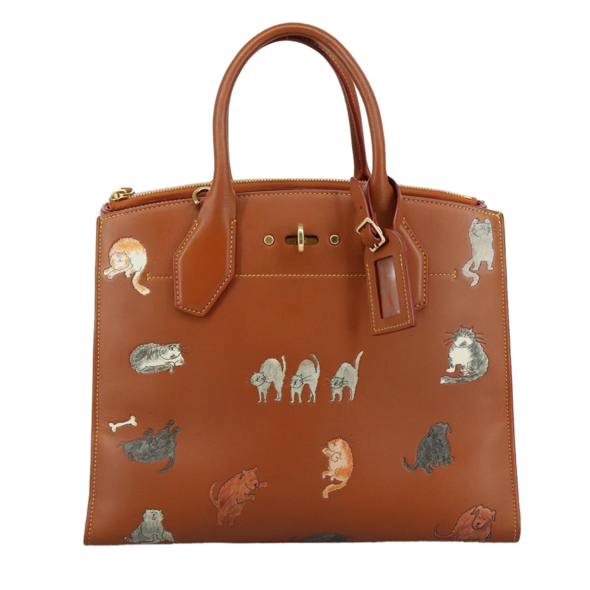 LOUIS VUITTON Catgram City Steamer MM Bag Leather 2way Brown M52969 104191S
