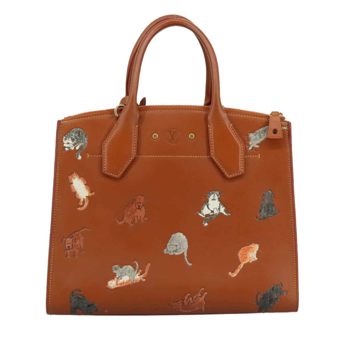 LOUIS VUITTON Catgram City Steamer MM Bag Leather 2way Brown M52969 104191S