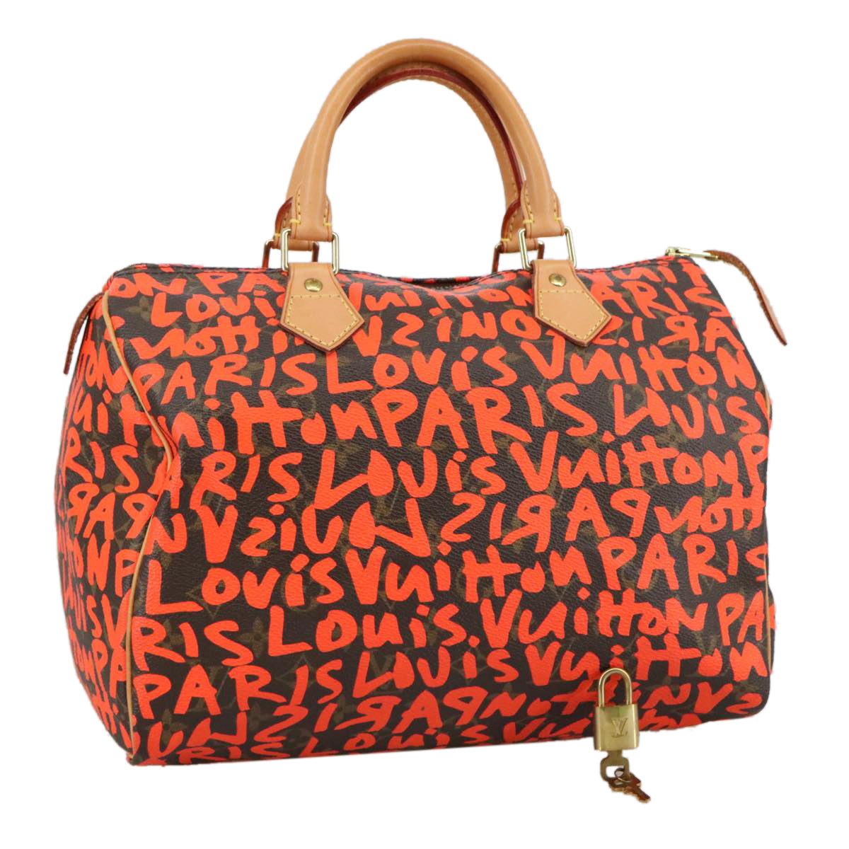 LOUIS VUITTON Monogram Graffiti Speedy 30 Hand Bag Orange M93705 104195SA