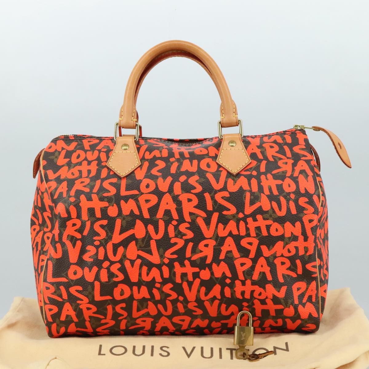 LOUIS VUITTON Monogram Graffiti Speedy 30 Hand Bag Orange M93705 104195SA