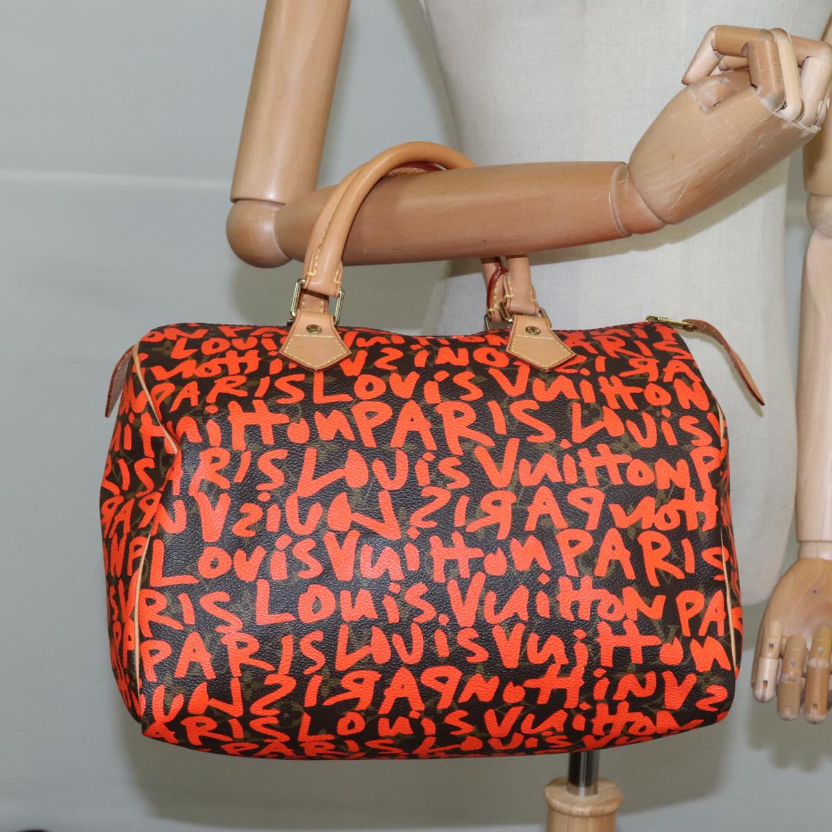 LOUIS VUITTON Monogram Graffiti Speedy 30 Hand Bag Orange M93705 104195SA