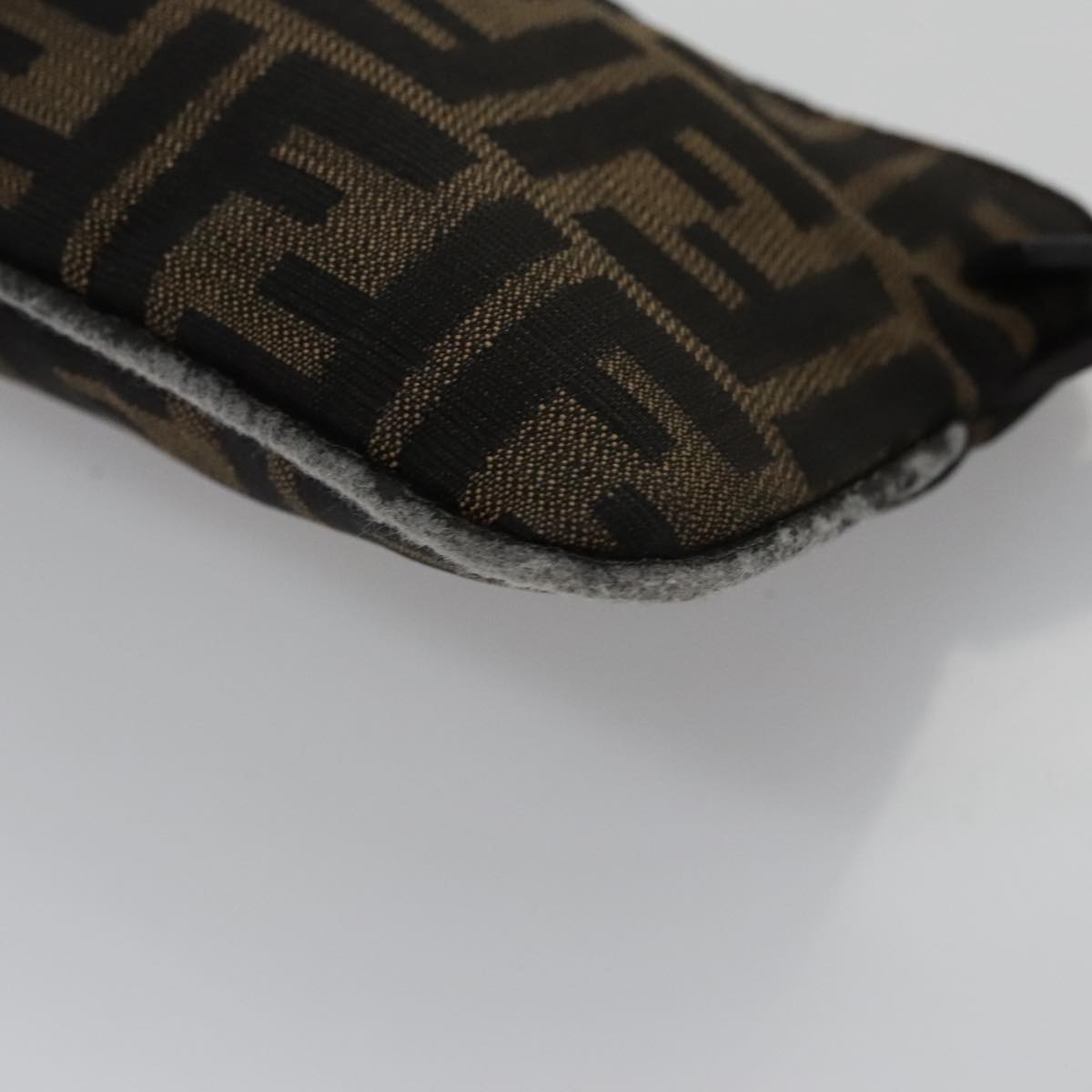 FENDI Zucca Canvas Shoulder Bag Brown Black 104253