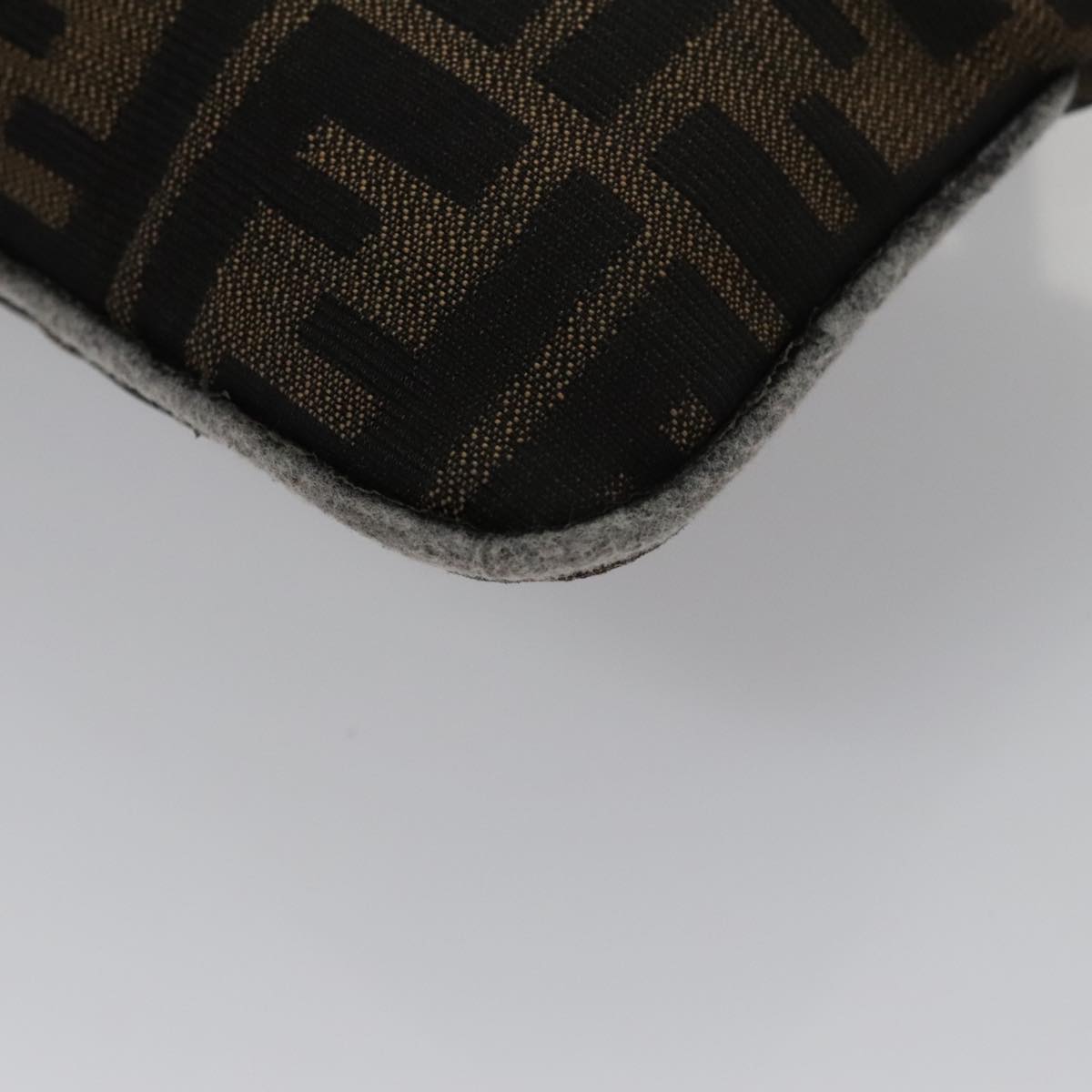 FENDI Zucca Canvas Shoulder Bag Brown Black 104253