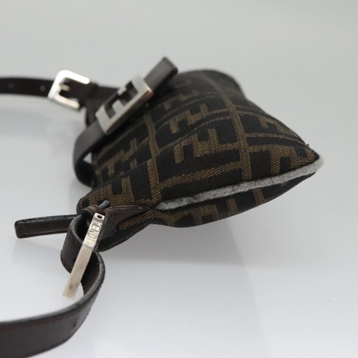 FENDI Zucca Canvas Shoulder Bag Brown Black 104253
