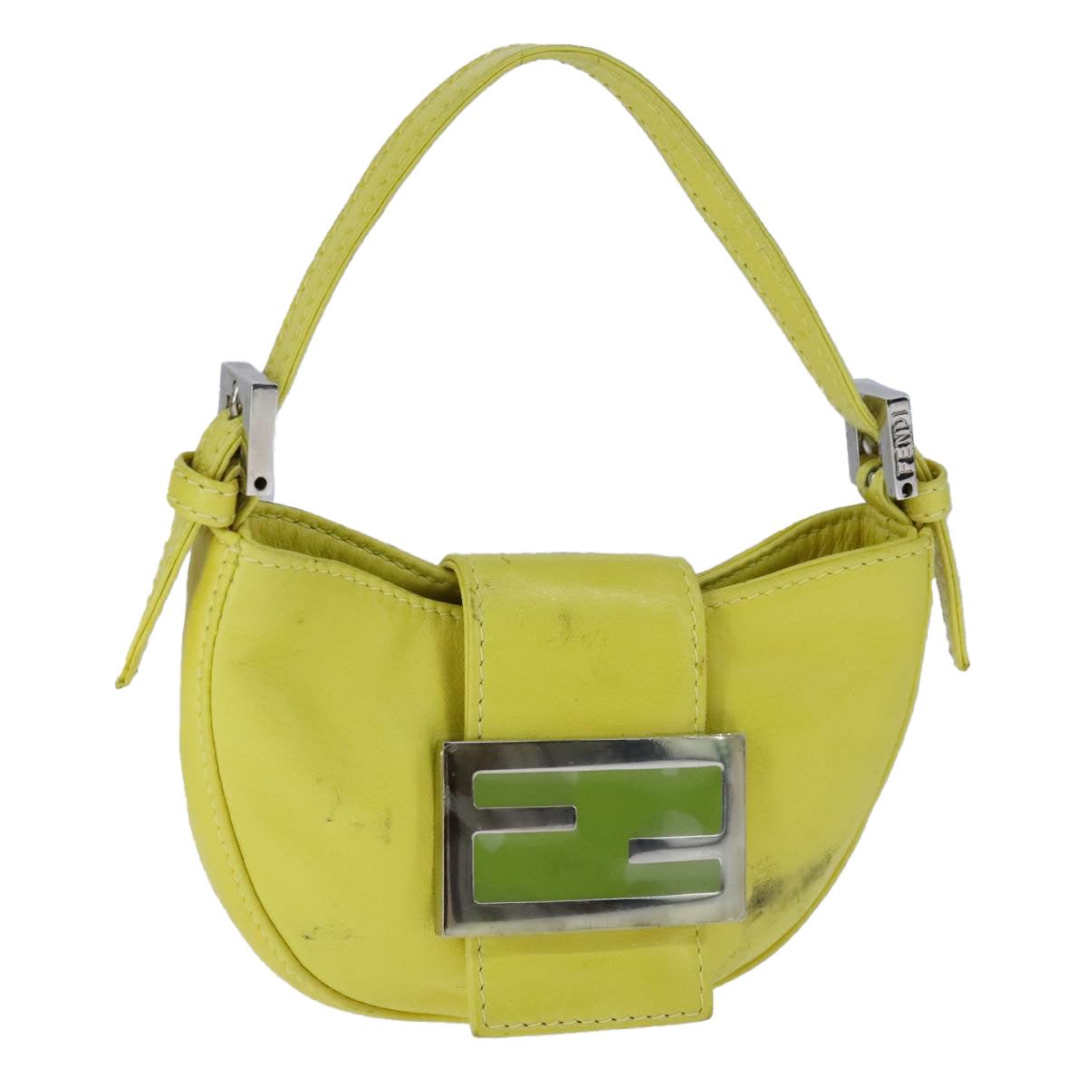 FENDI Mini Croissant Hand Bag Leather Yellow 104272