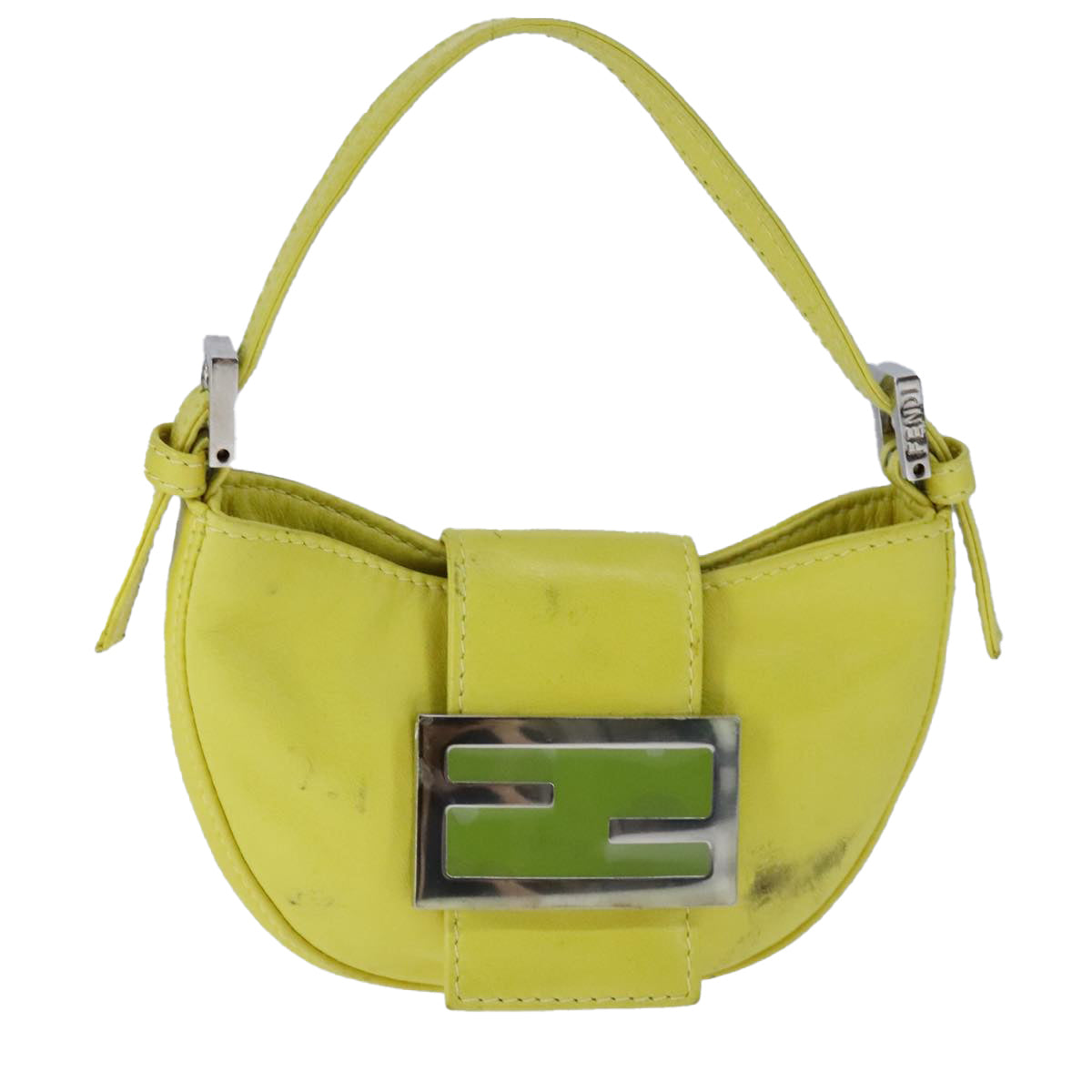 FENDI Mini Croissant Hand Bag Leather Yellow 104272