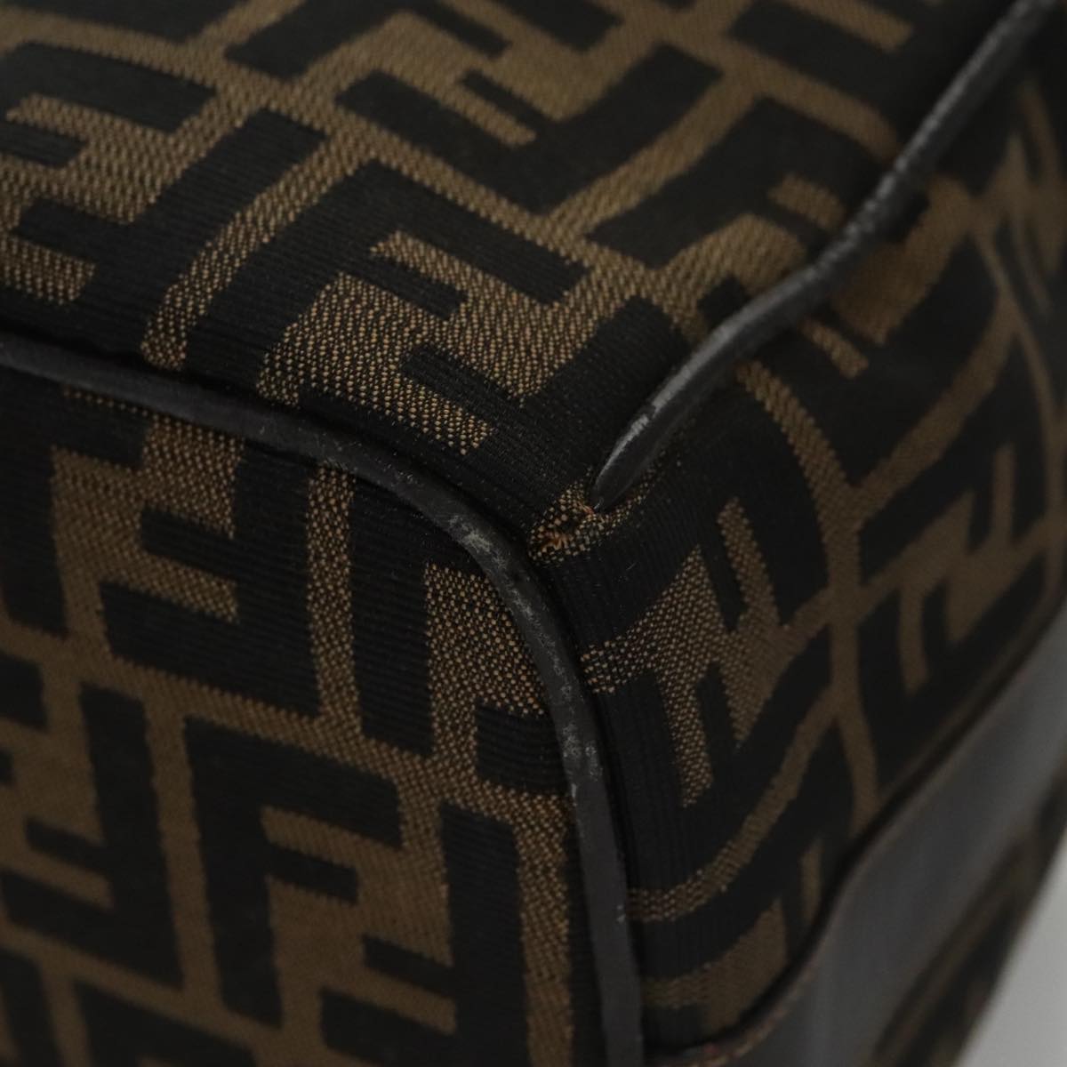 FENDI Zucca Canvas Vanity Pouch Brown Black gold 104284