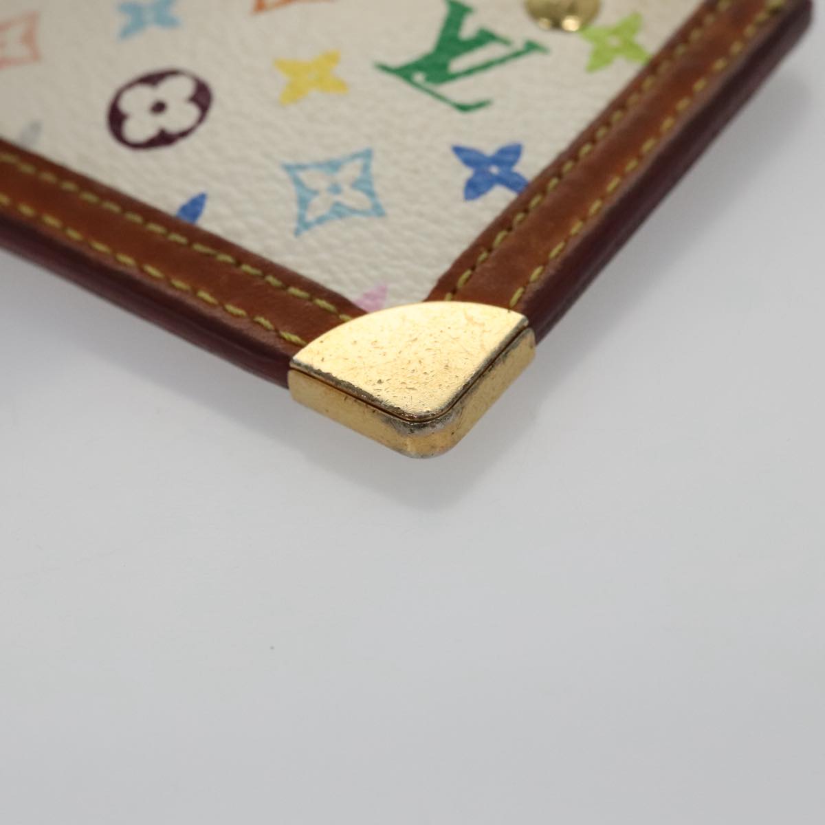 LOUIS VUITTON Multicolor Pochette Cles Coin Purse White M92655 LV 104299
