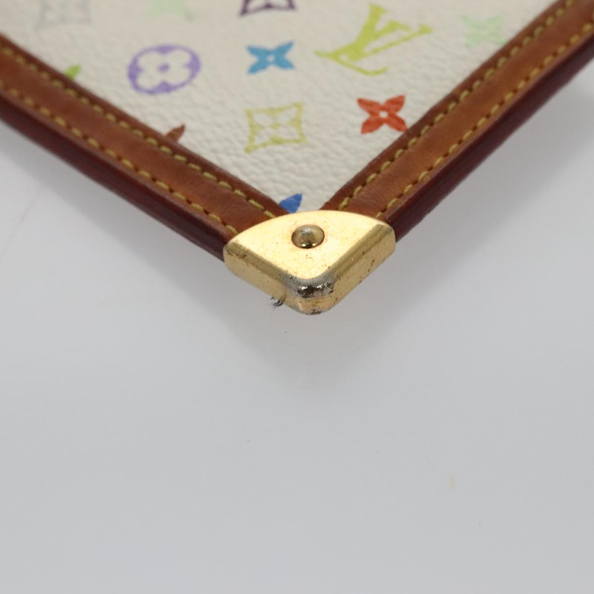 LOUIS VUITTON Multicolor Pochette Cles Coin Purse White M92655 LV 104299