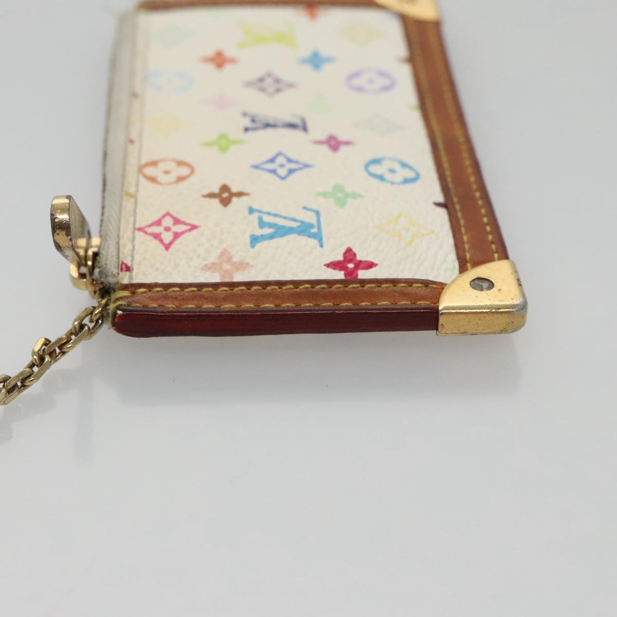 LOUIS VUITTON Multicolor Pochette Cles Coin Purse White M92655 LV 104299
