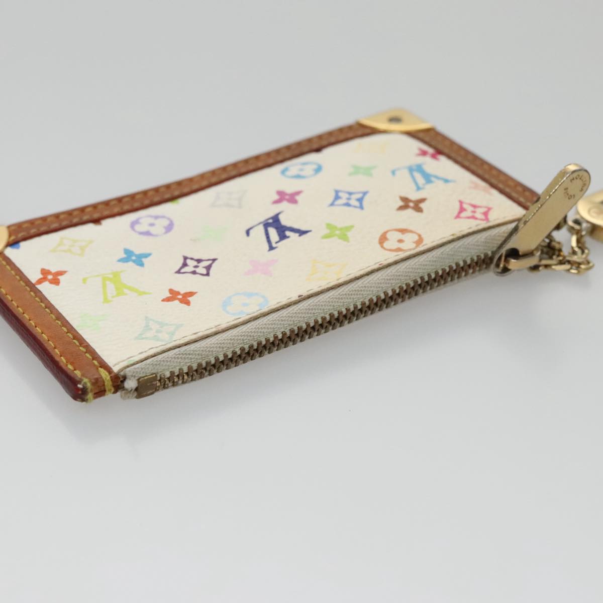 LOUIS VUITTON Multicolor Pochette Cles Coin Purse White M92655 LV 104299