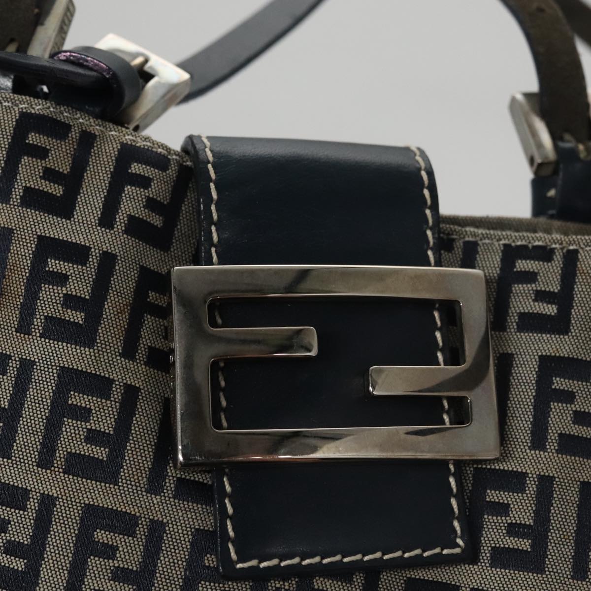 FENDI Zucchino Canvas Hand Bag Navy 104306