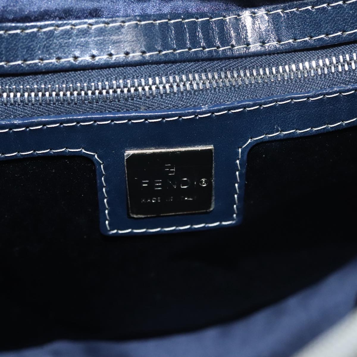 FENDI Zucchino Canvas Hand Bag Navy 104306