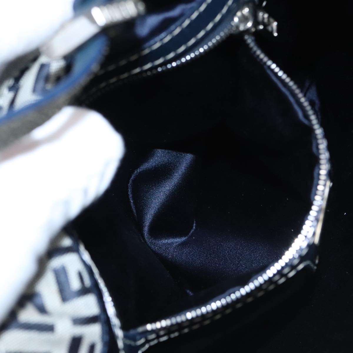FENDI Zucchino Canvas Hand Bag Navy 104306