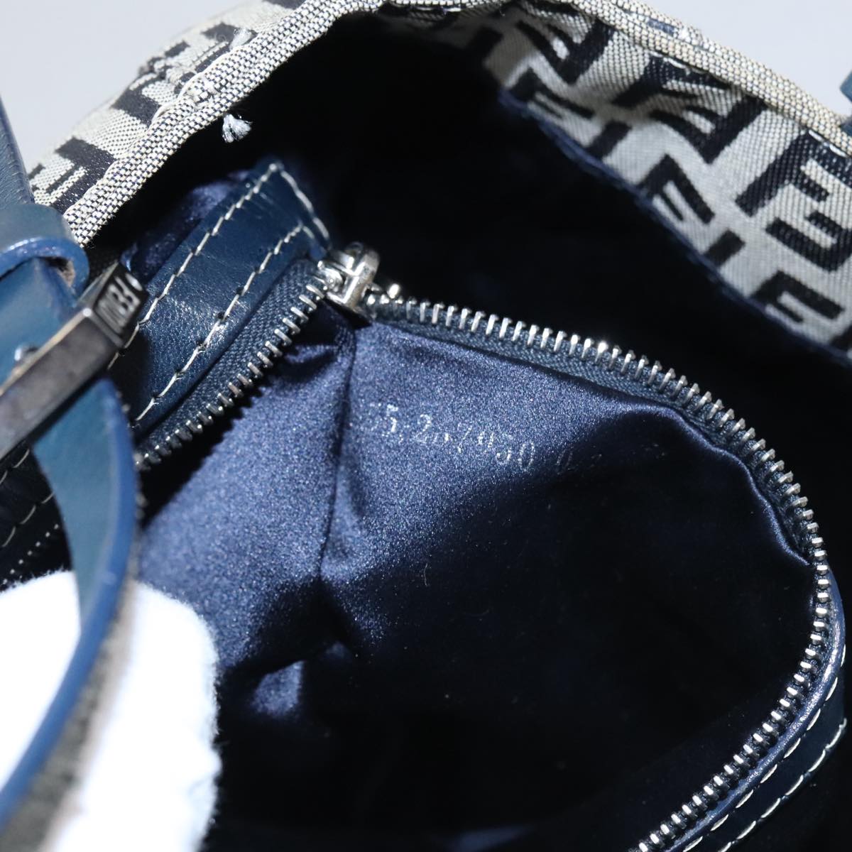FENDI Zucchino Canvas Hand Bag Navy 104306