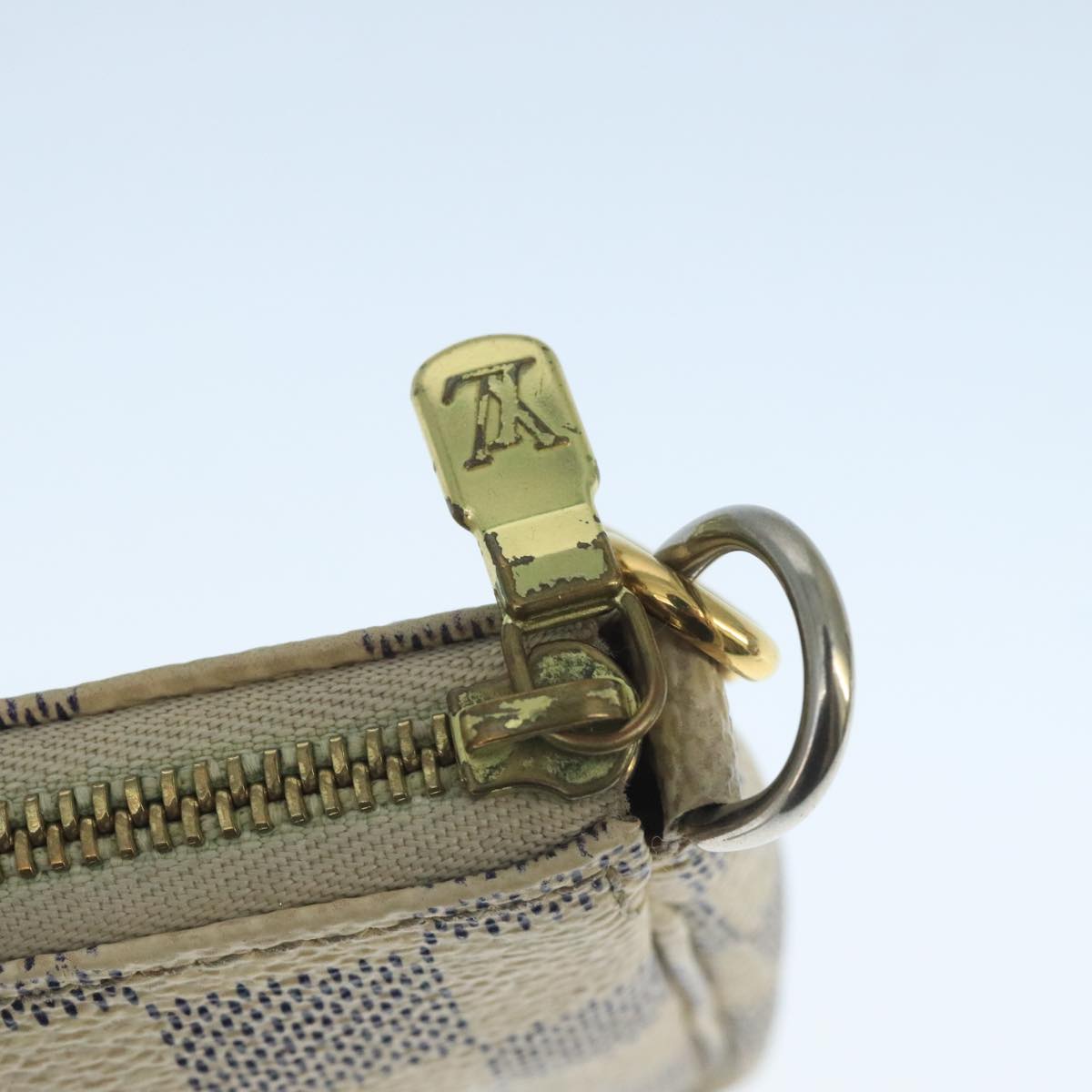 LOUIS VUITTON Damier Azur Mini Pochette Accessoires Pouch N63005 LV 104315
