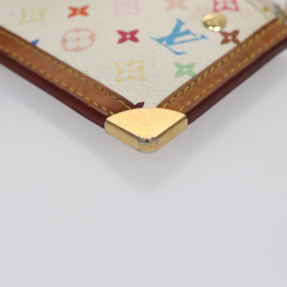 LOUIS VUITTON Multicolor Pochette Cles Coin Purse White M92655 LV 104316