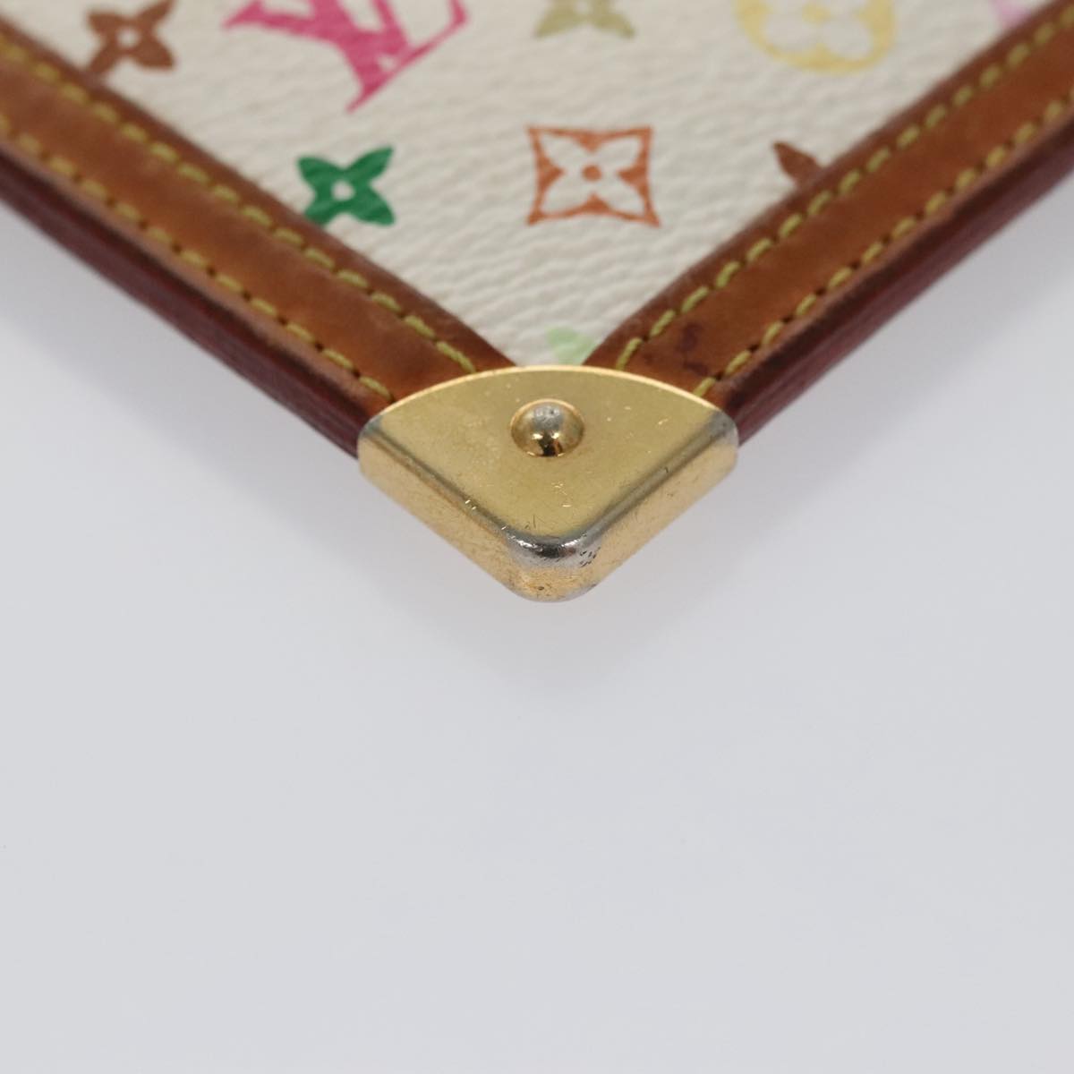 LOUIS VUITTON Multicolor Pochette Cles Coin Purse White M92655 LV 104316