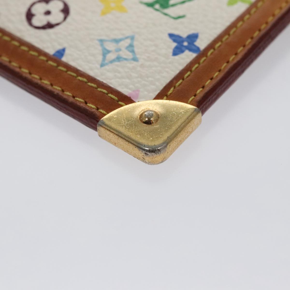 LOUIS VUITTON Multicolor Pochette Cles Coin Purse White M92655 LV 104316