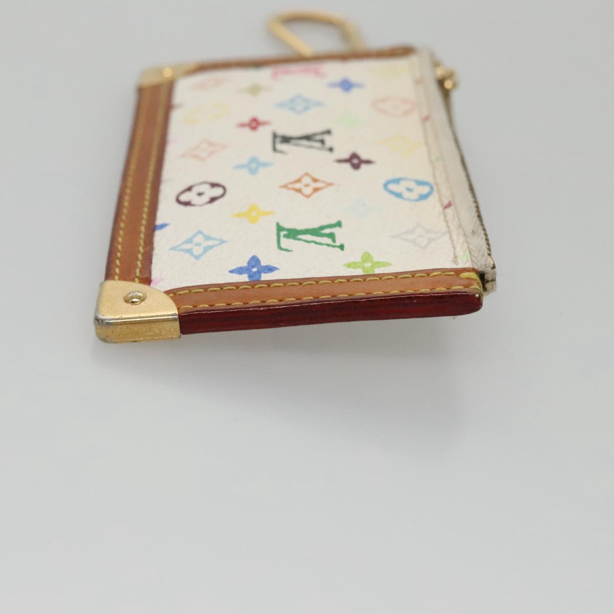 LOUIS VUITTON Multicolor Pochette Cles Coin Purse White M92655 LV 104316