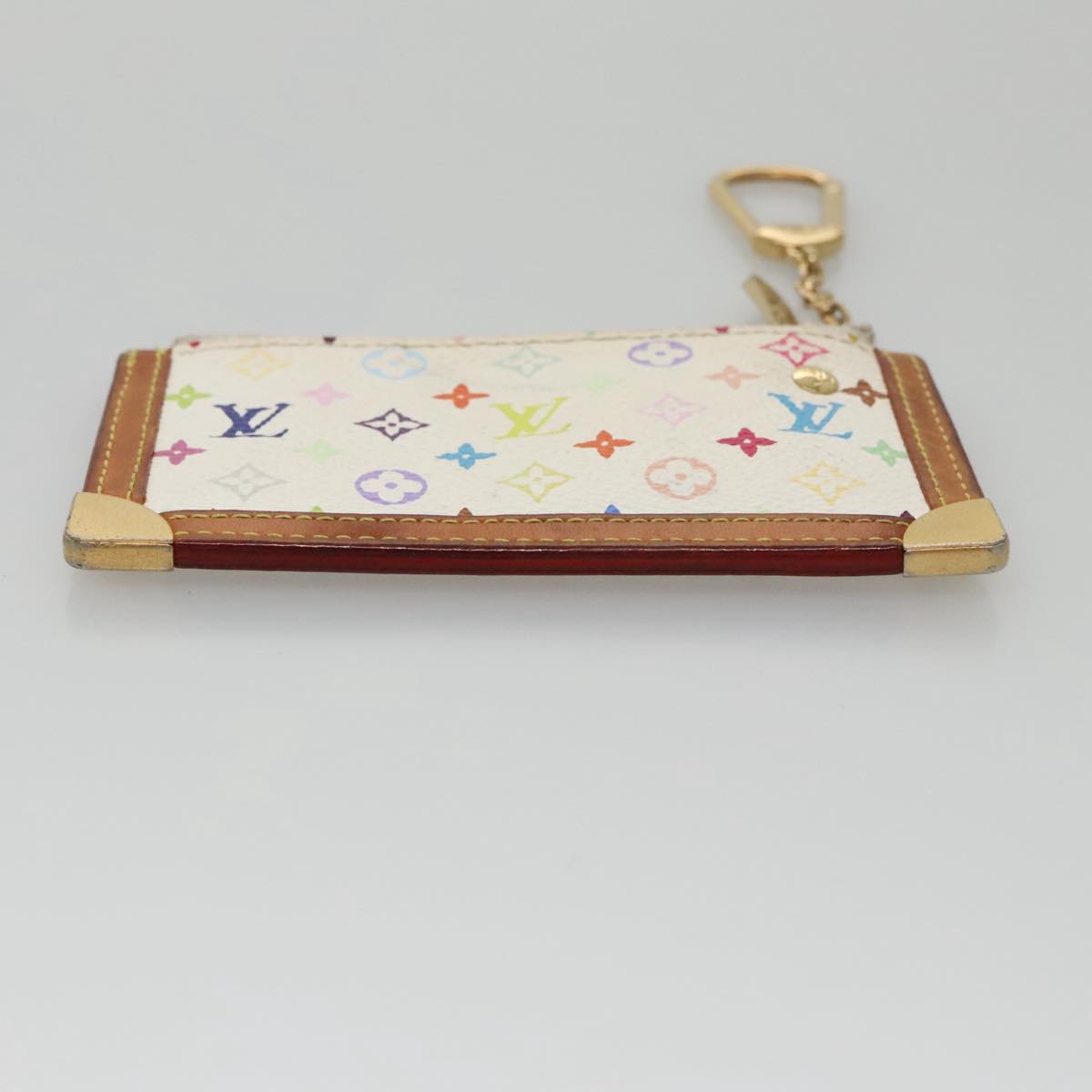 LOUIS VUITTON Multicolor Pochette Cles Coin Purse White M92655 LV 104316