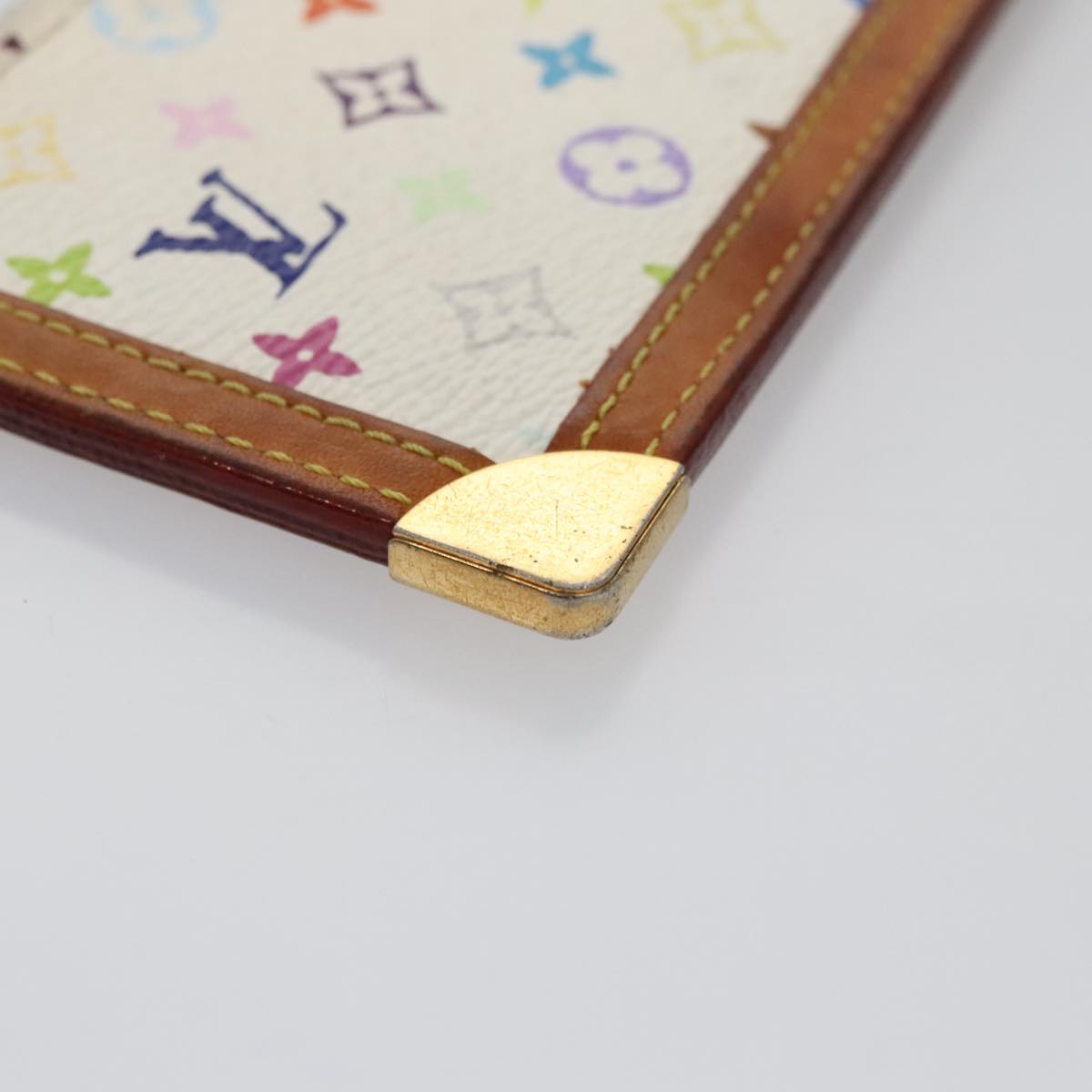 LOUIS VUITTON Multicolor Pochette Cles Coin Purse White M92655 LV 104316