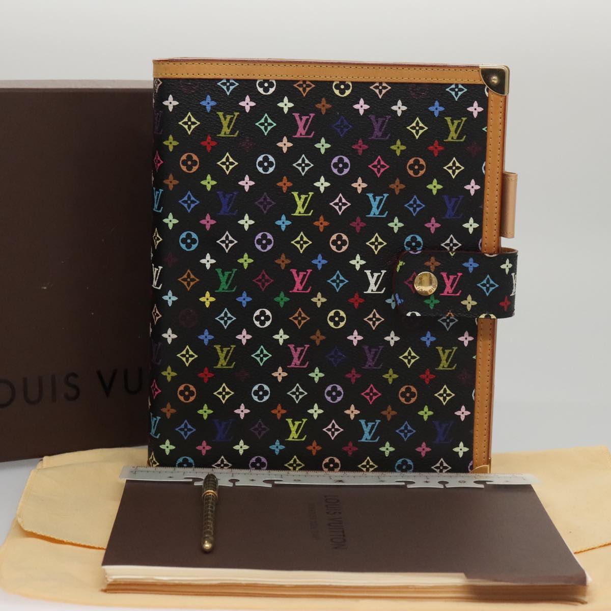 LOUIS VUITTON Multicolor Agenda GM Day Planner Cover Black R20893 104387SA