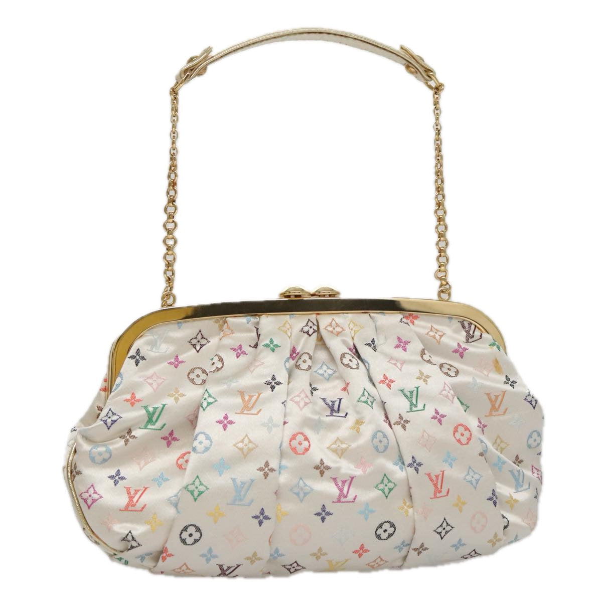 LOUIS VUITTON Multicolor Satin Omoniere Pouch White M92060 LV 104388S