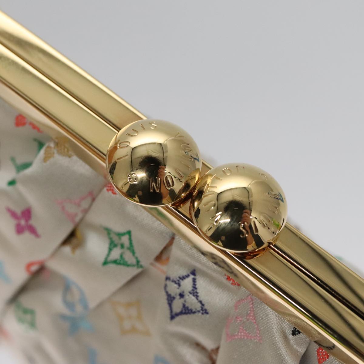 LOUIS VUITTON Multicolor Satin Omoniere Pouch White M92060 LV 104388S