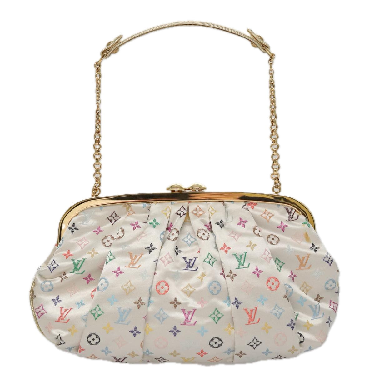 LOUIS VUITTON Multicolor Satin Omoniere Pouch White M92060 LV 104388S