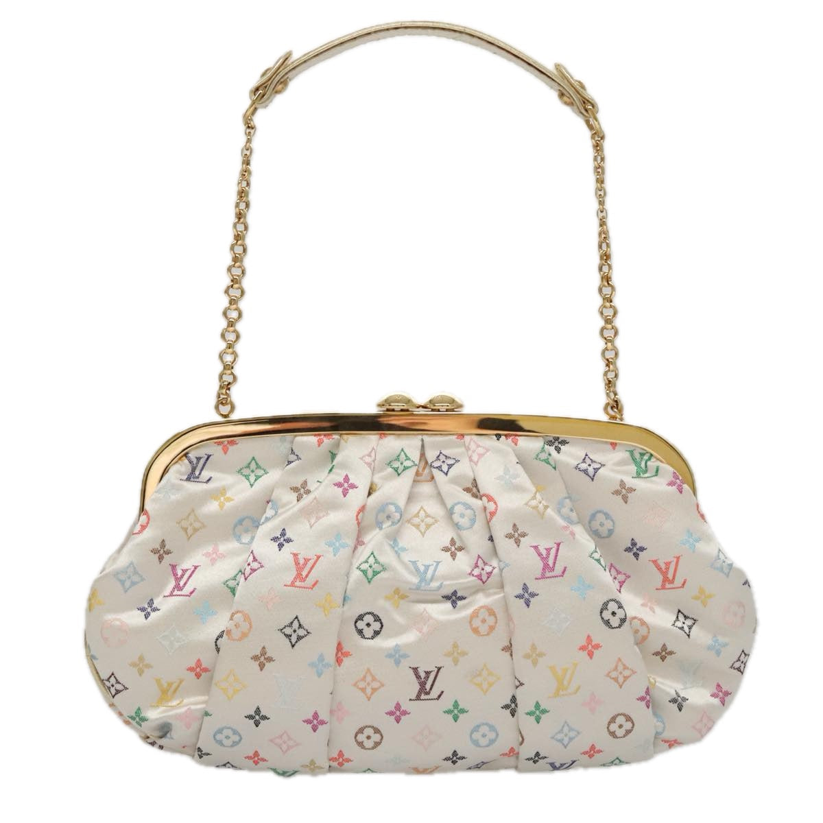 LOUIS VUITTON Multicolor Satin Omoniere Pouch White M92060 LV 104388S