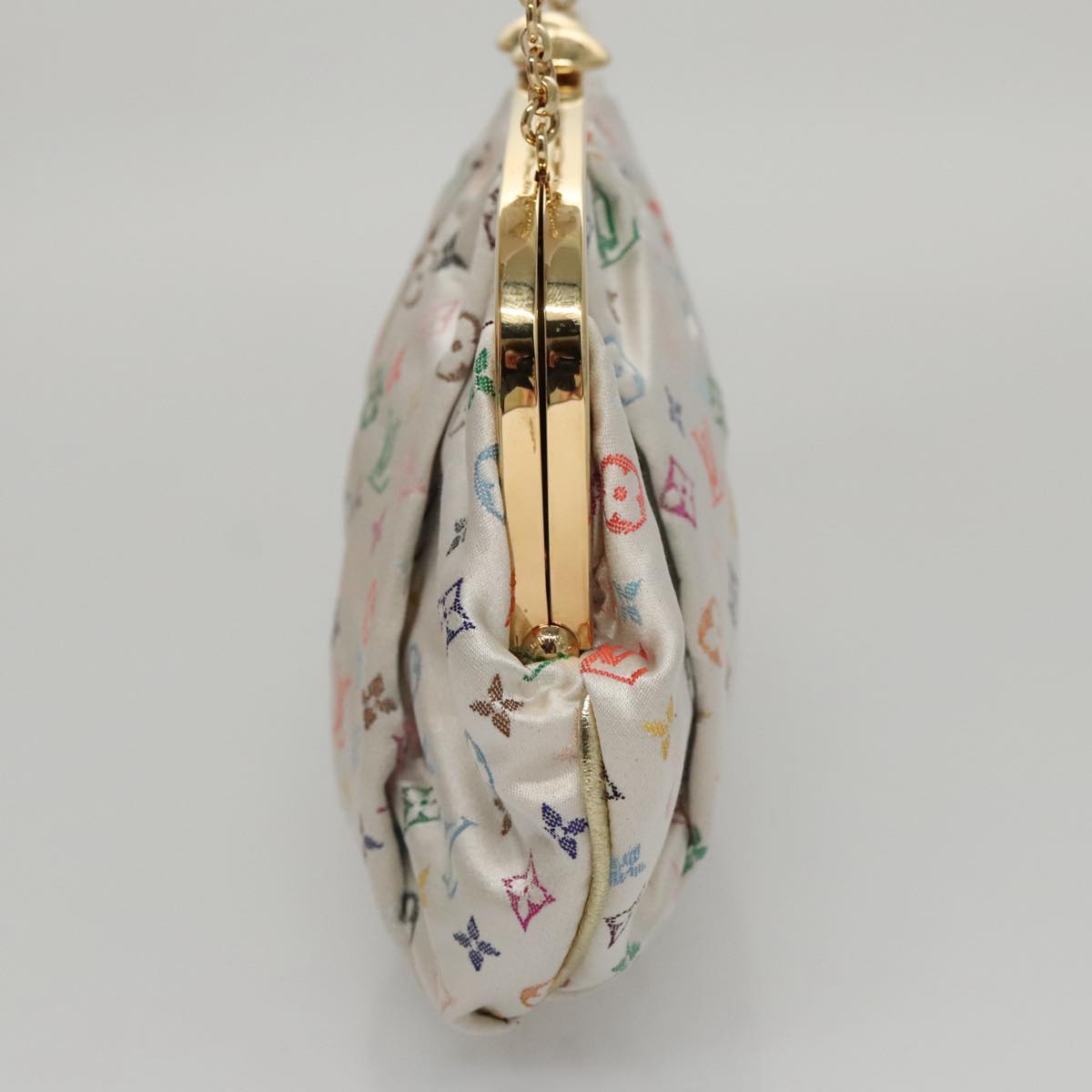 LOUIS VUITTON Multicolor Satin Omoniere Pouch White M92060 LV 104388S