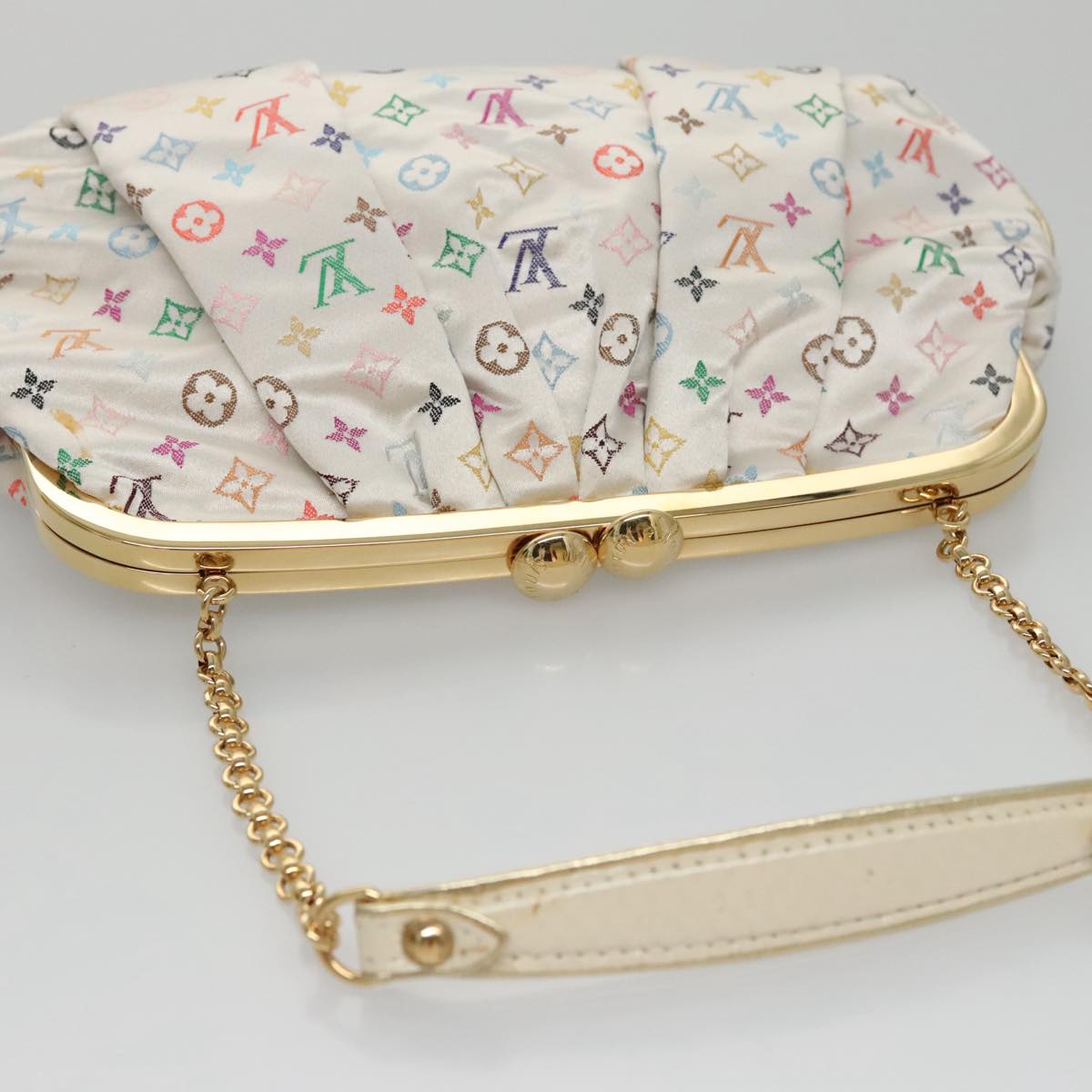 LOUIS VUITTON Multicolor Satin Omoniere Pouch White M92060 LV 104388S