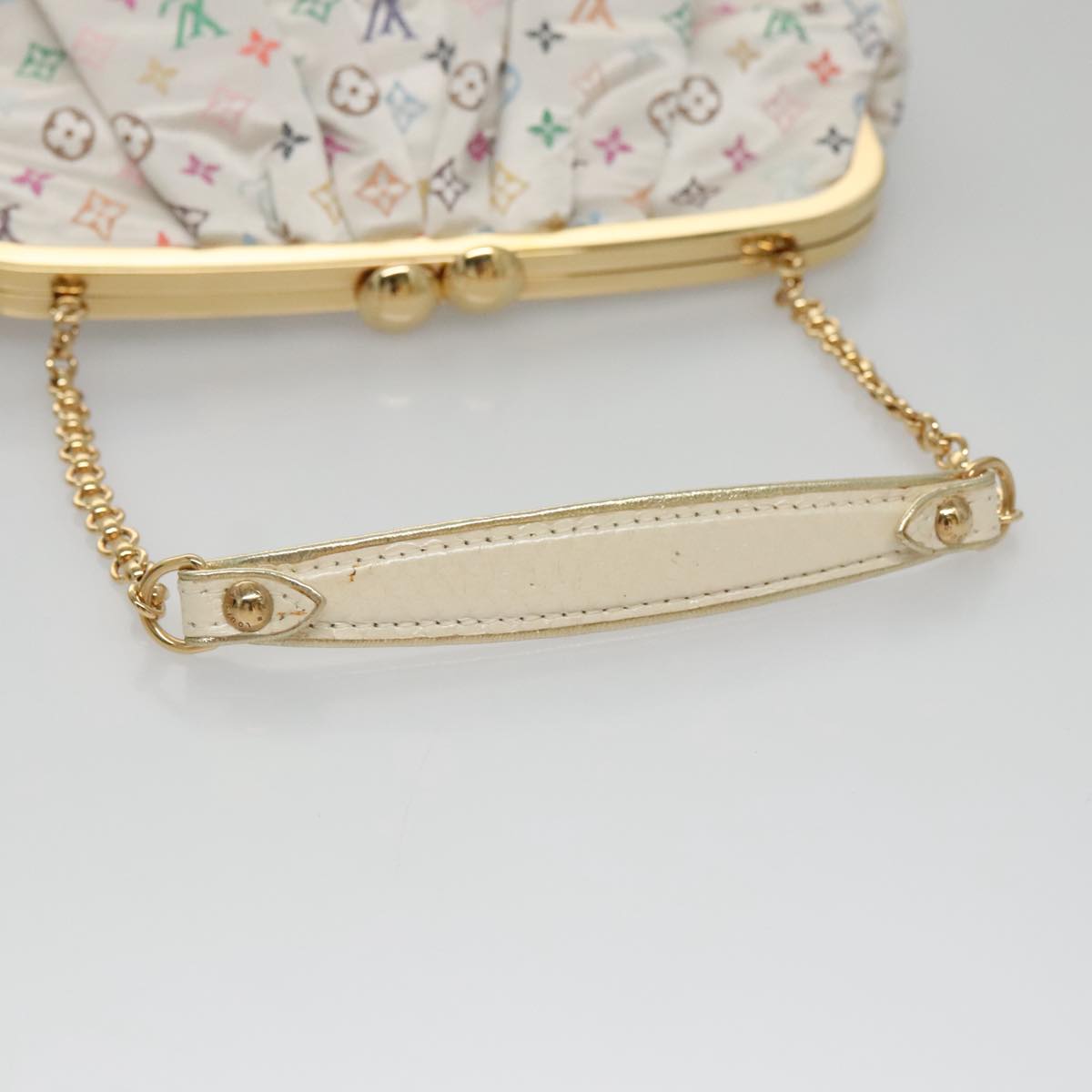 LOUIS VUITTON Multicolor Satin Omoniere Pouch White M92060 LV 104388S