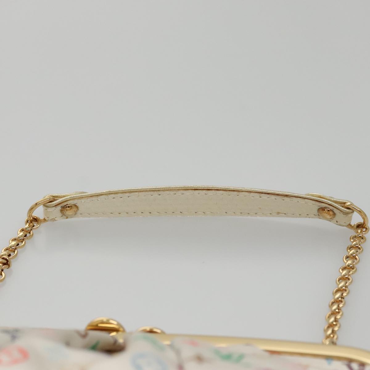 LOUIS VUITTON Multicolor Satin Omoniere Pouch White M92060 LV 104388S