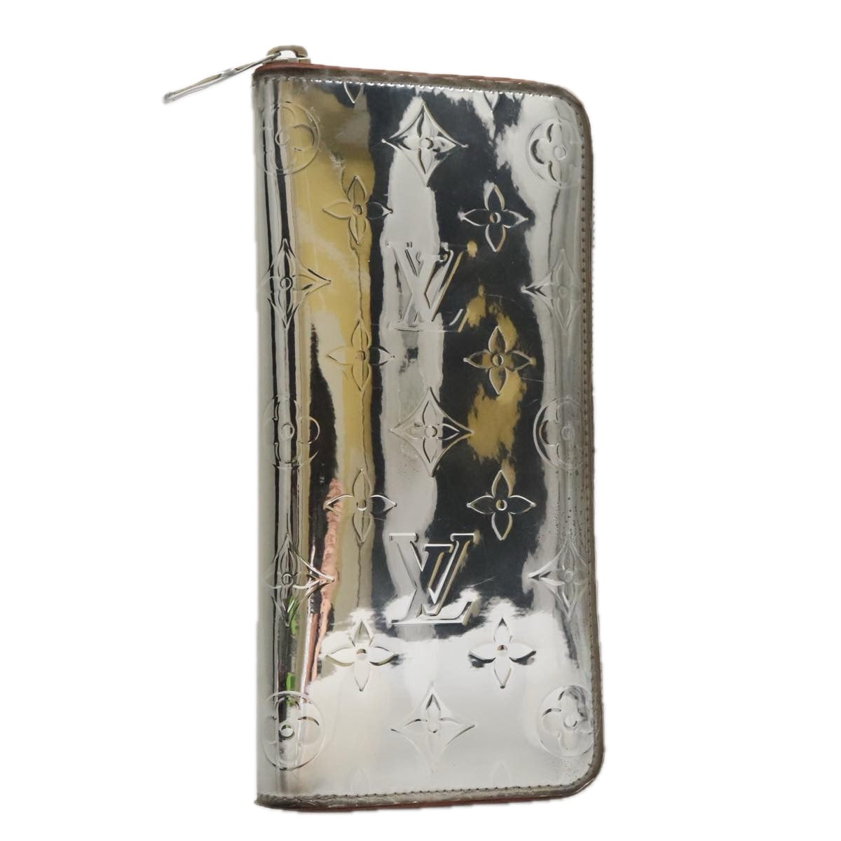 LOUIS VUITTON Monogram Miroir Zippy Wallet Vertical Wallet Silver LV 104402