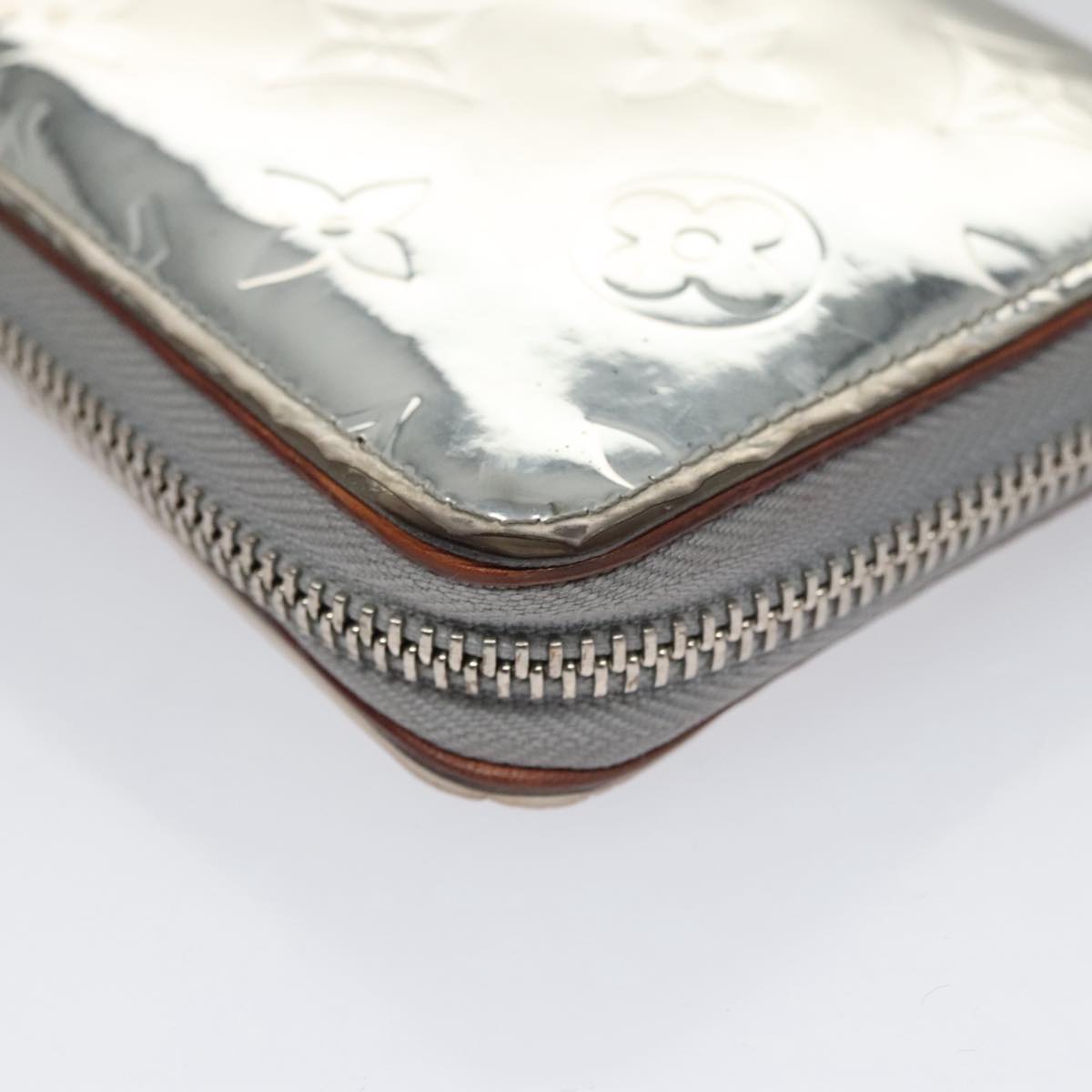 LOUIS VUITTON Monogram Miroir Zippy Wallet Vertical Wallet Silver LV 104402