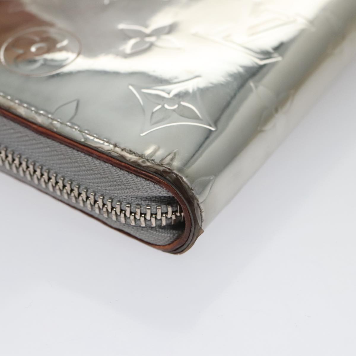 LOUIS VUITTON Monogram Miroir Zippy Wallet Vertical Wallet Silver LV 104402