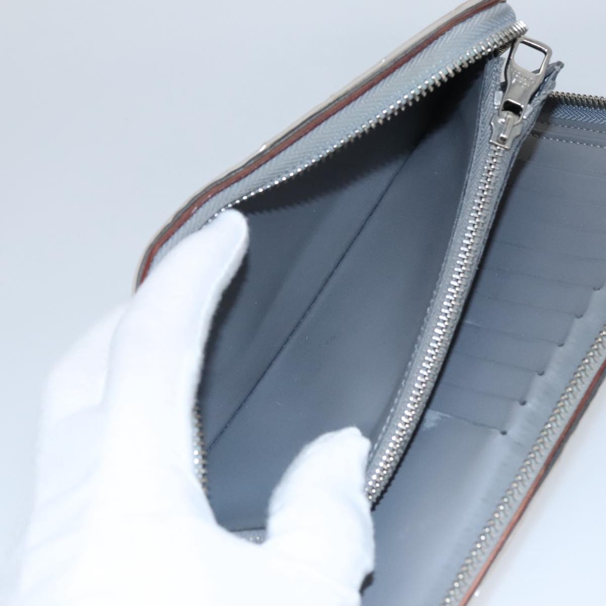 LOUIS VUITTON Monogram Miroir Zippy Wallet Vertical Wallet Silver LV 104402