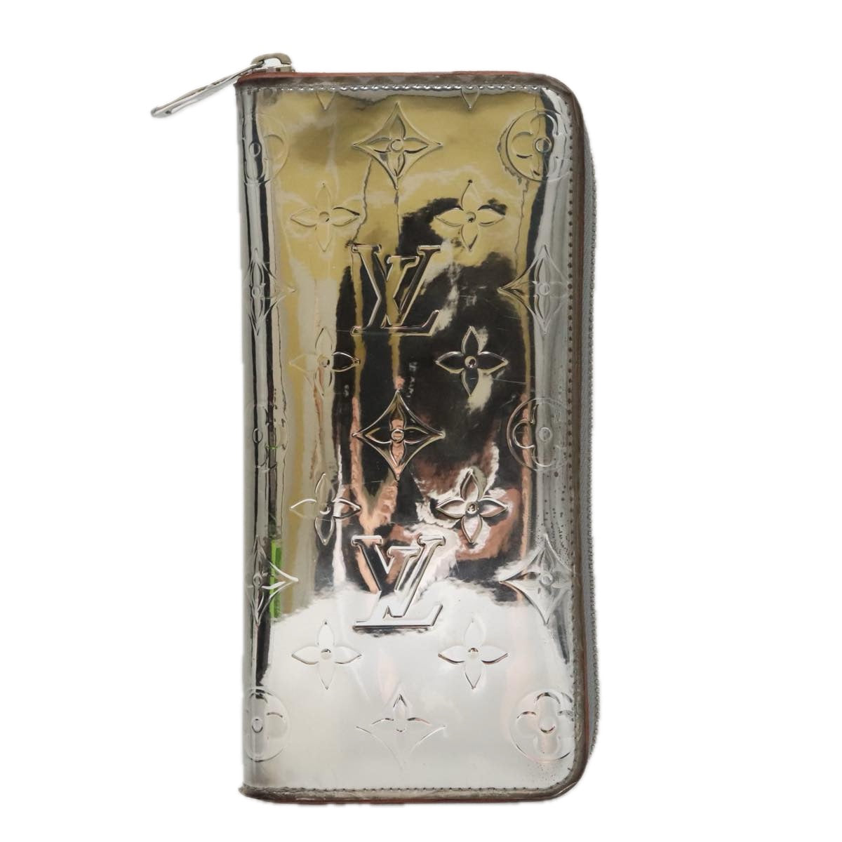 LOUIS VUITTON Monogram Miroir Zippy Wallet Vertical Wallet Silver LV 104402