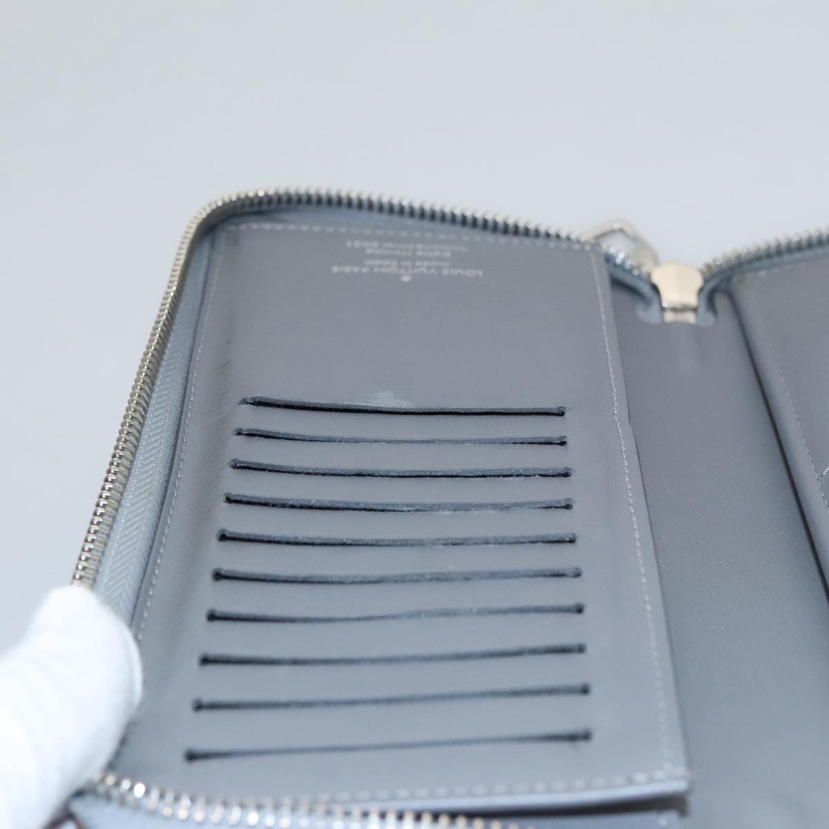 LOUIS VUITTON Monogram Miroir Zippy Wallet Vertical Wallet Silver LV 104402