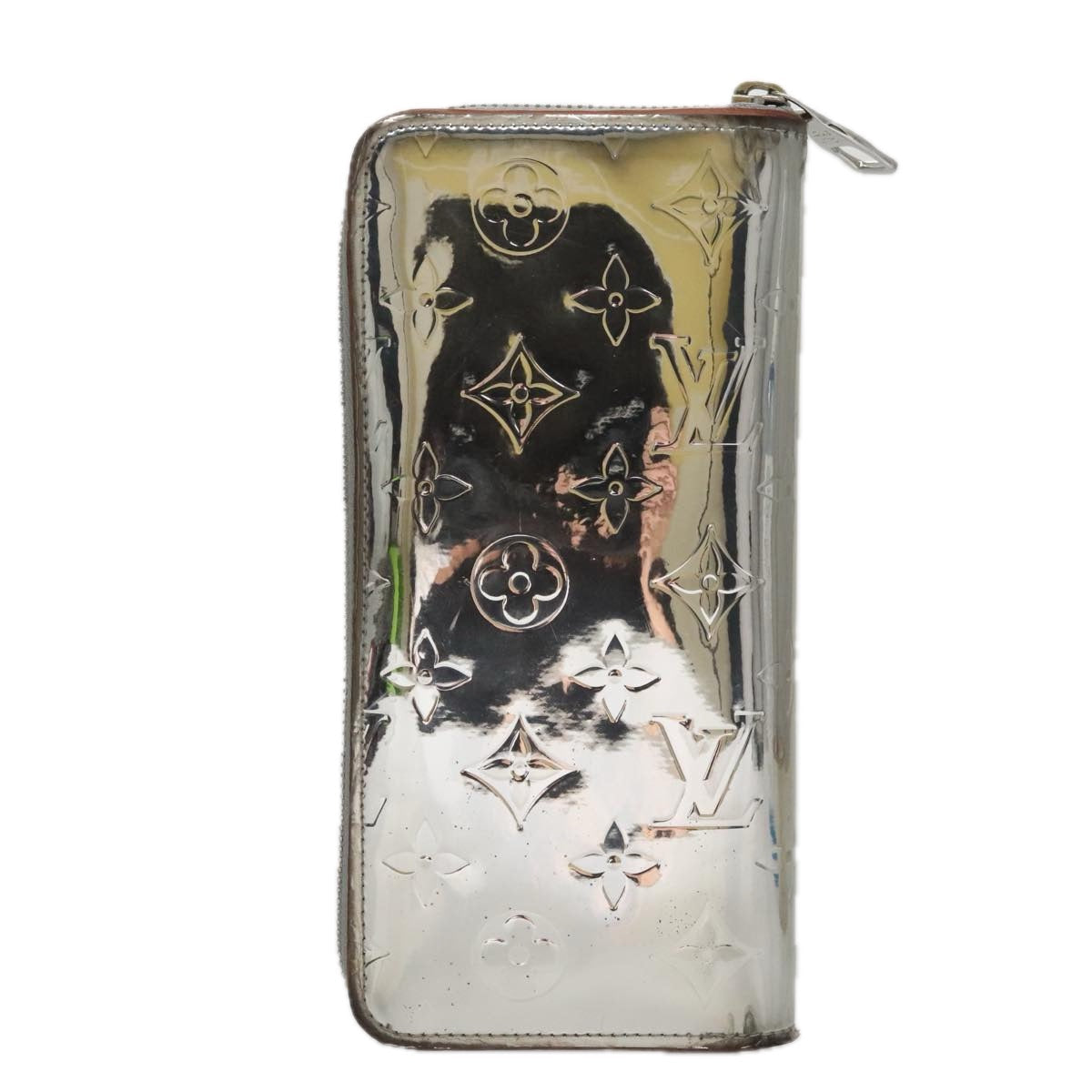 LOUIS VUITTON Monogram Miroir Zippy Wallet Vertical Wallet Silver LV 104402