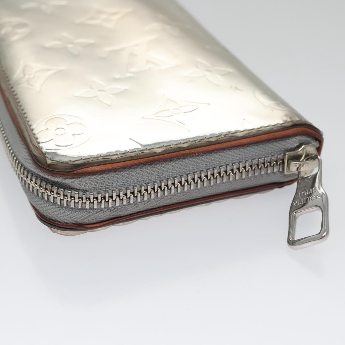 LOUIS VUITTON Monogram Miroir Zippy Wallet Vertical Wallet Silver LV 104402
