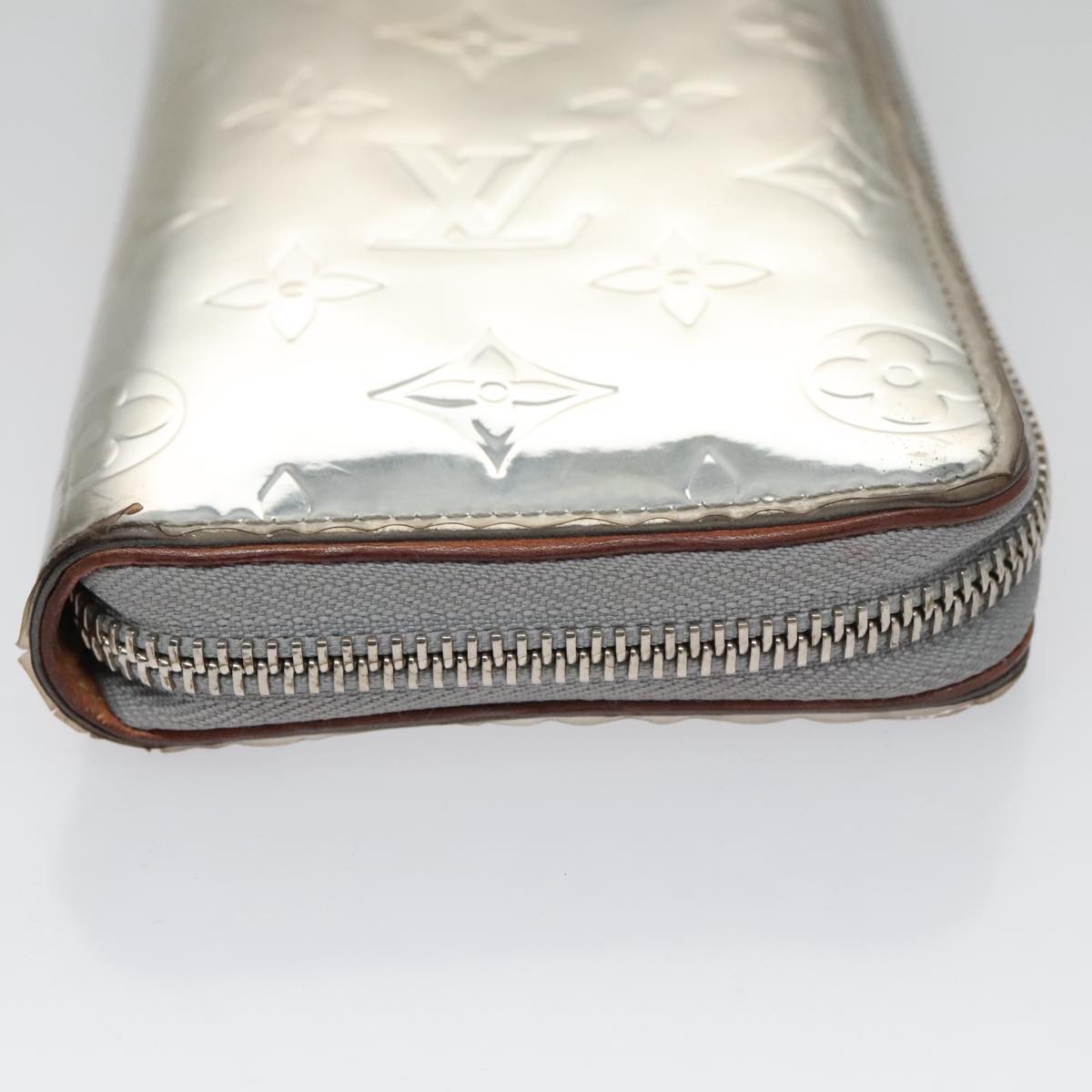 LOUIS VUITTON Monogram Miroir Zippy Wallet Vertical Wallet Silver LV 104402