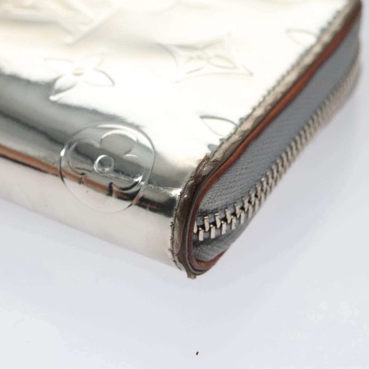 LOUIS VUITTON Monogram Miroir Zippy Wallet Vertical Wallet Silver LV 104402