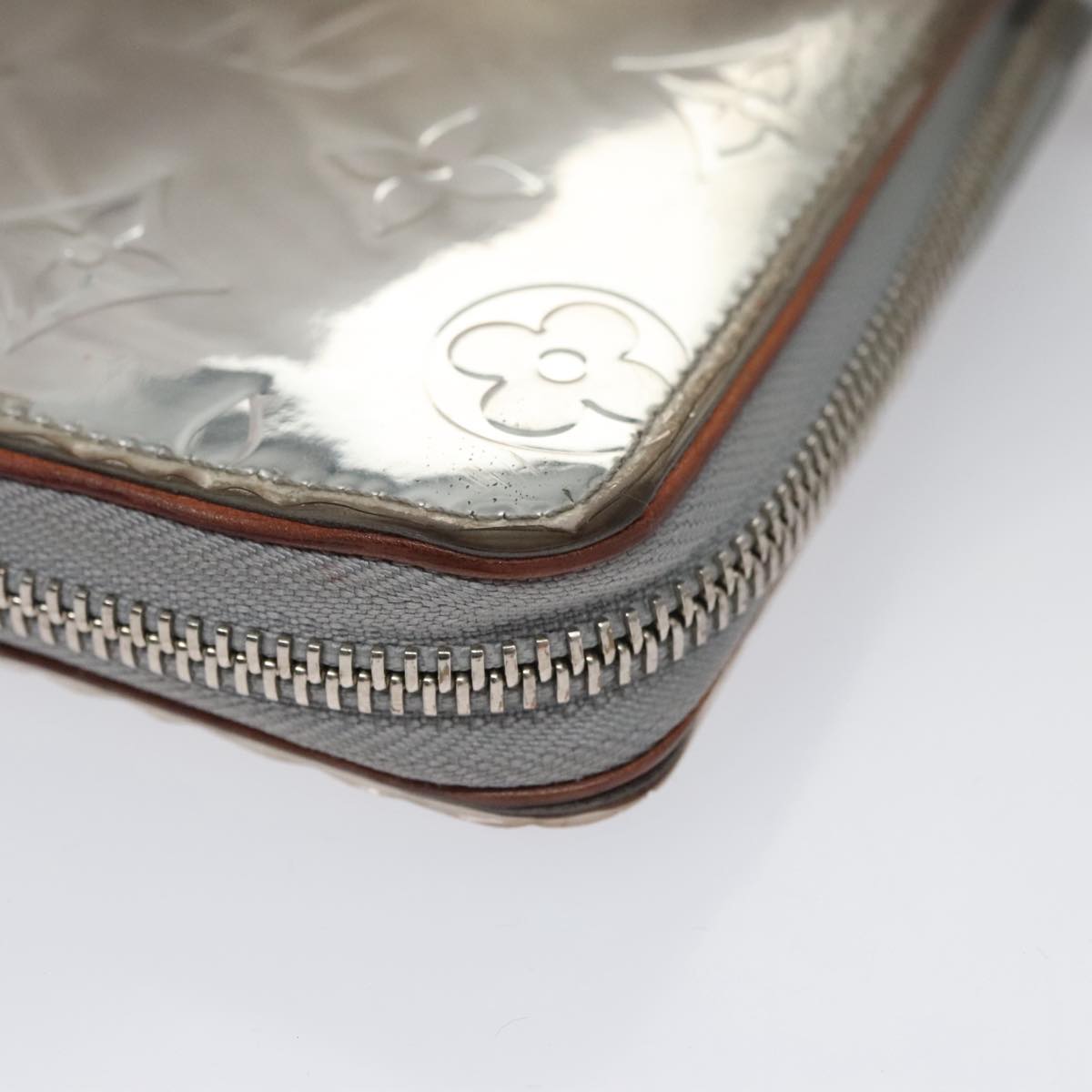 LOUIS VUITTON Monogram Miroir Zippy Wallet Vertical Wallet Silver LV 104402