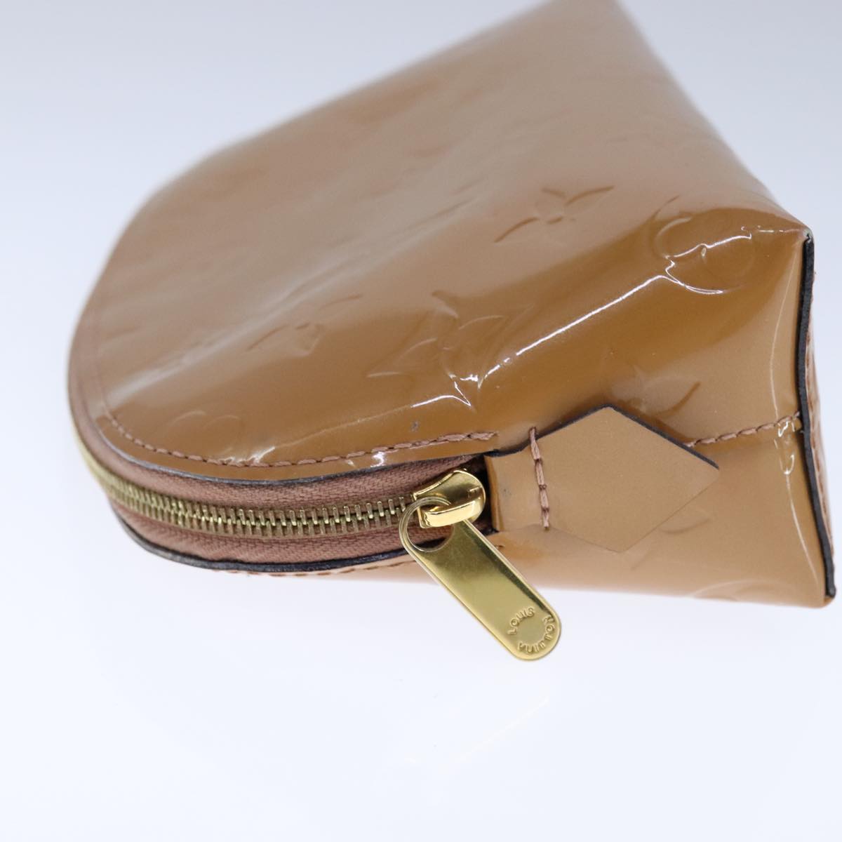 LOUIS VUITTON Monogram Vernis Pochette Pouch Rose Velours M90008 LV 104410