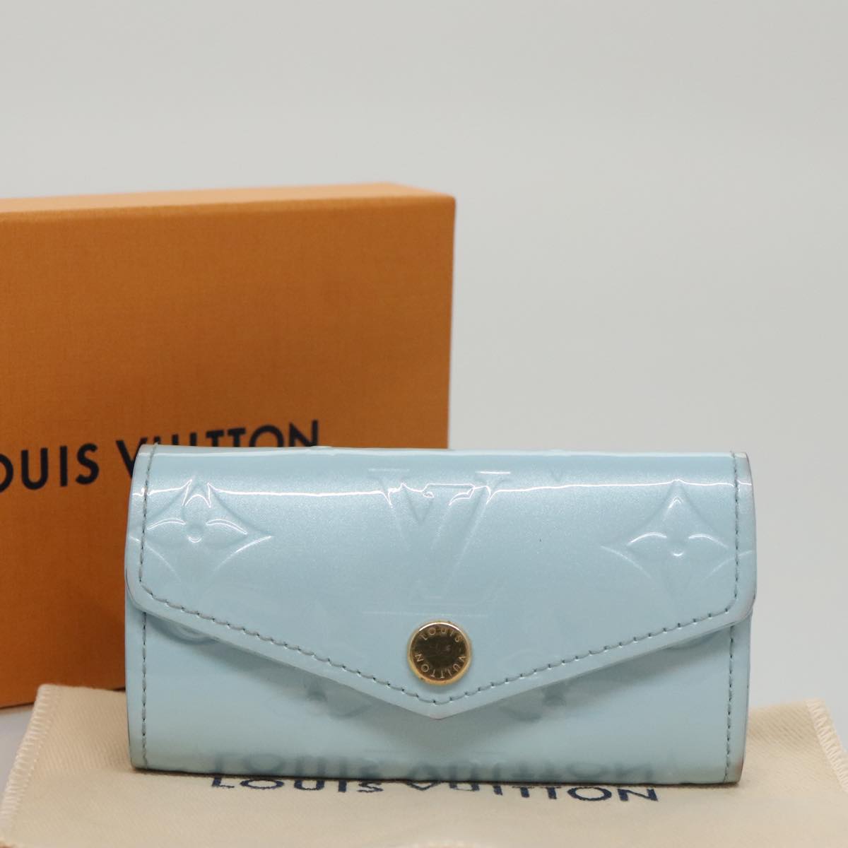 LOUIS VUITTON Vernis Multicles 4 Key Case Sky Blue Monogram M82980 104411