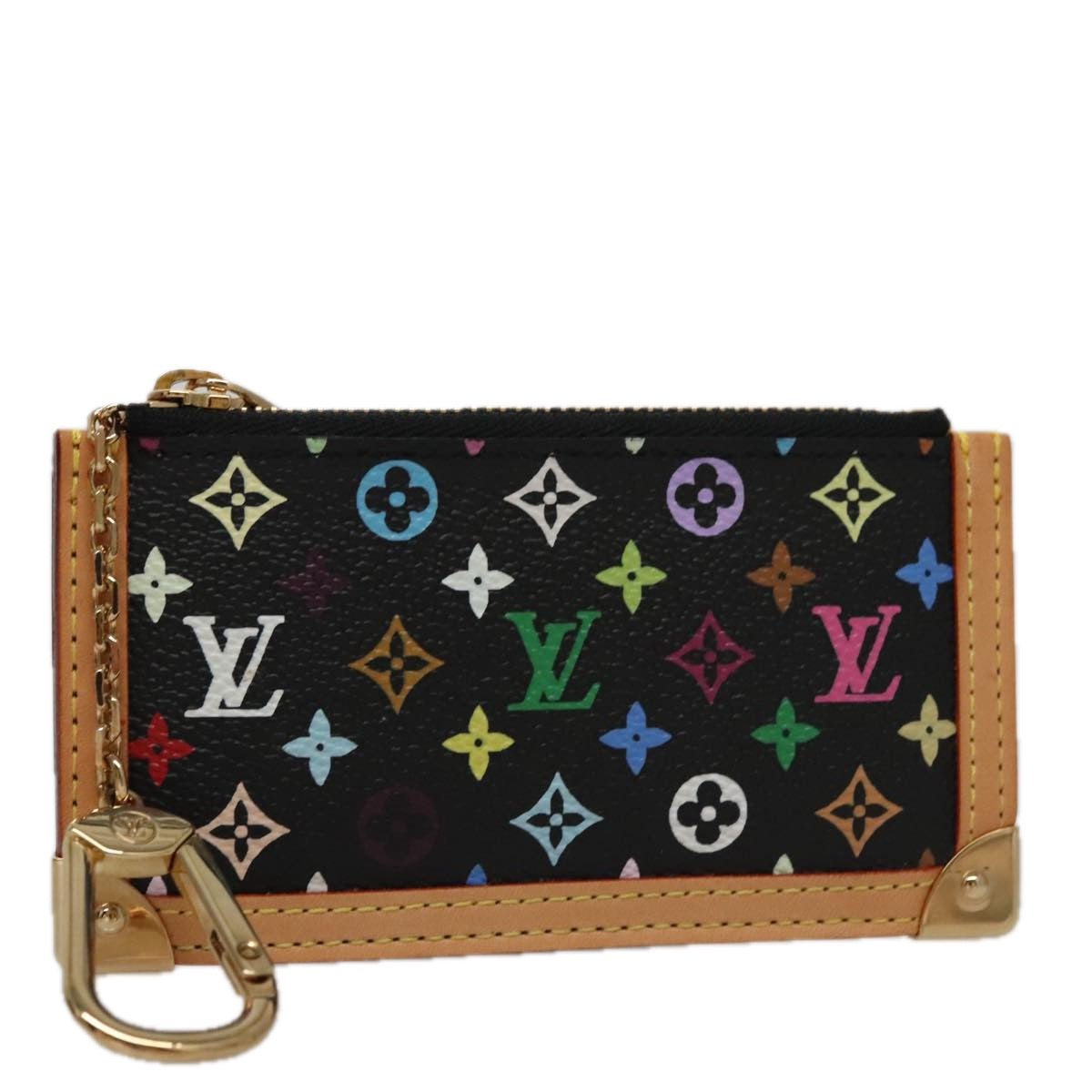 LOUIS VUITTON Monogram Multicolor Pochette Cles Purse Black M92654 104416S